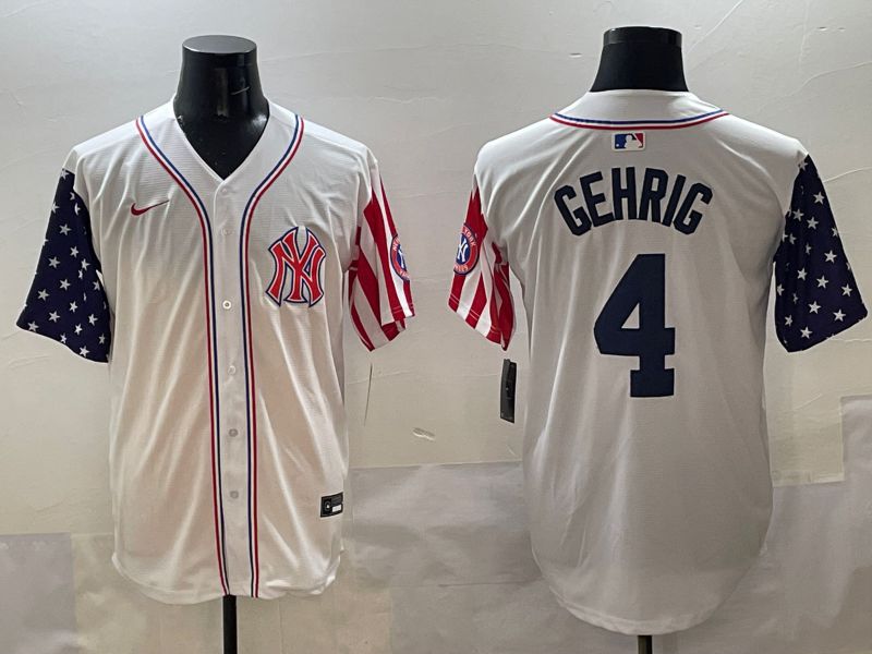 Men New York Yankees #4 Gehrig White a generation of national flags Jointly Name 2025 Nike MLB Jersey style 1